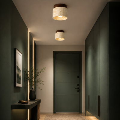 Travertine Wood Ceiling Light