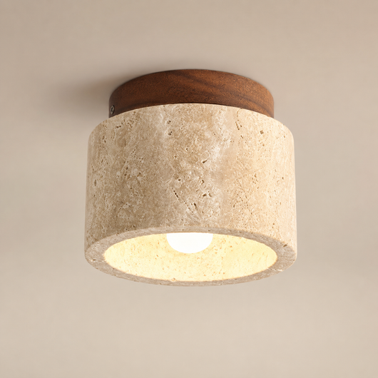 Travertine Wood Ceiling Light