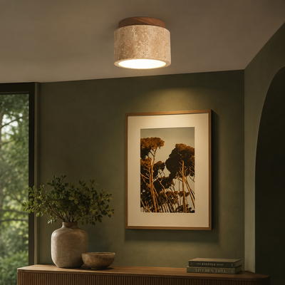 Travertine Wood Ceiling Light