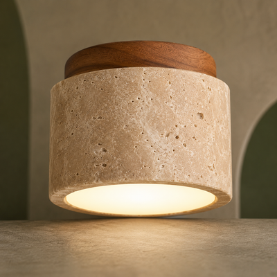 Travertine Wood Ceiling Light