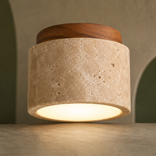 Travertine Wood Ceiling Light