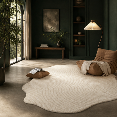 Lorae Cream Shag Area Rug