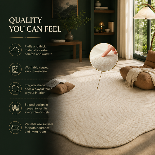 Lorae Cream Shag Area Rug