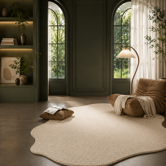 Lorae Cream Shag Area Rug