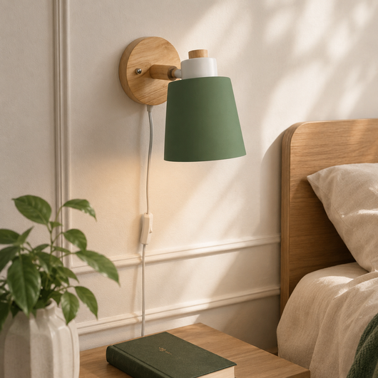 Wood & Metal Wall Reading Lamp