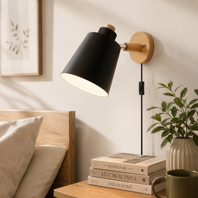 Wood & Metal Wall Reading Lamp
