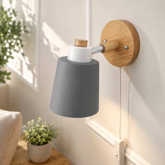 Wood & Metal Wall Reading Lamp