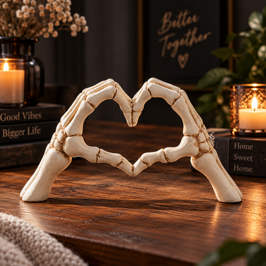 Skeleton Hands Heart Sculpture
