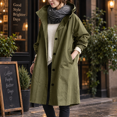Long Hooded Raincoat