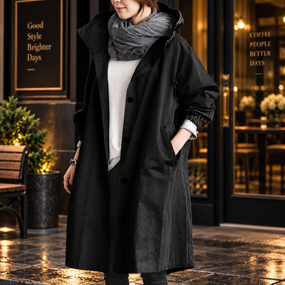 Long Hooded Raincoat