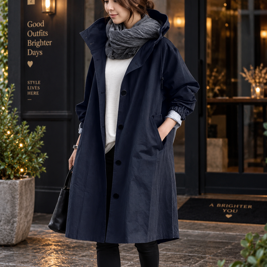 Long Hooded Raincoat