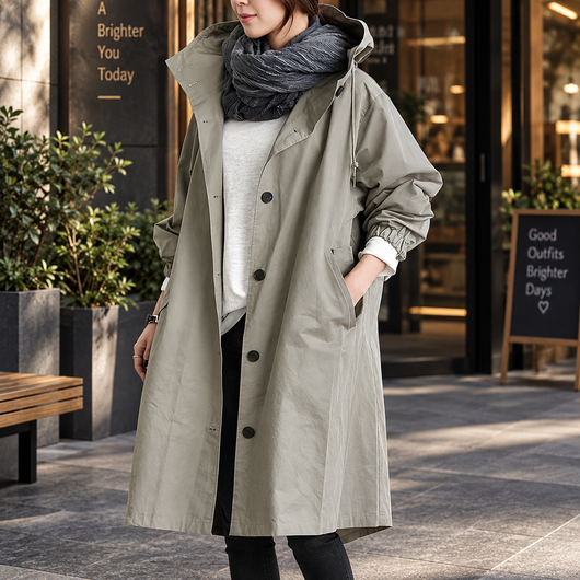 Long Hooded Raincoat