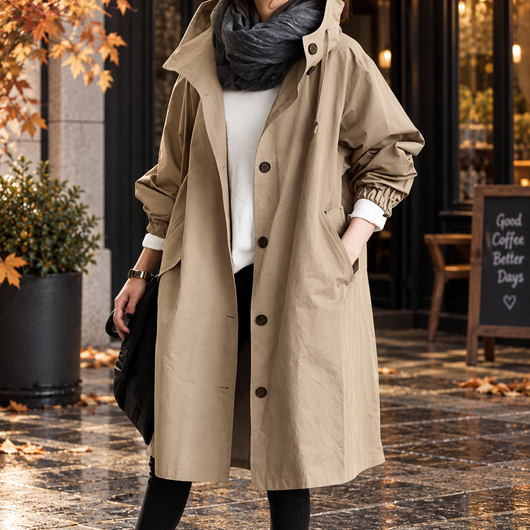 Long Hooded Raincoat