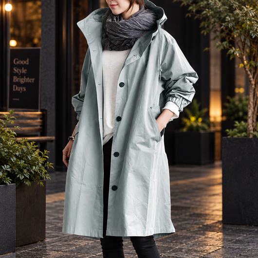 Long Hooded Raincoat