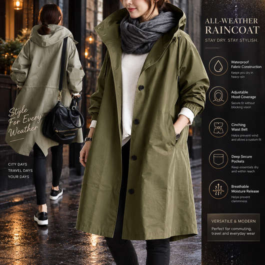 Long Hooded Raincoat