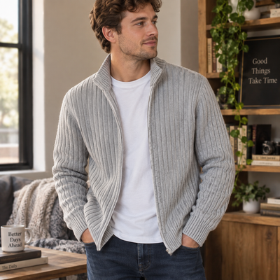 Men's Zip Up Knit Cardigan