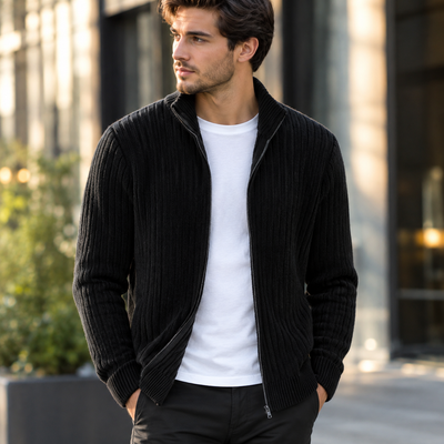 Men's Zip Up Knit Cardigan