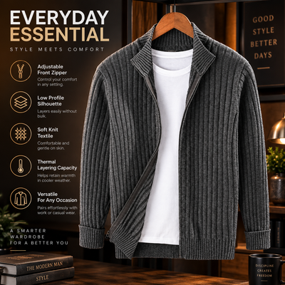 Men's Zip Up Knit Cardigan