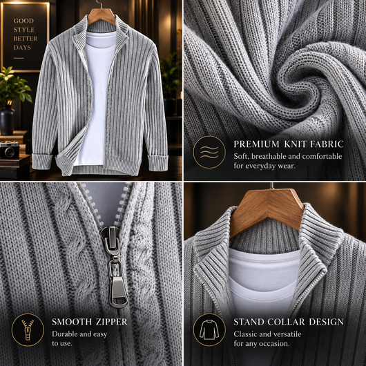Men's Zip Up Knit Cardigan