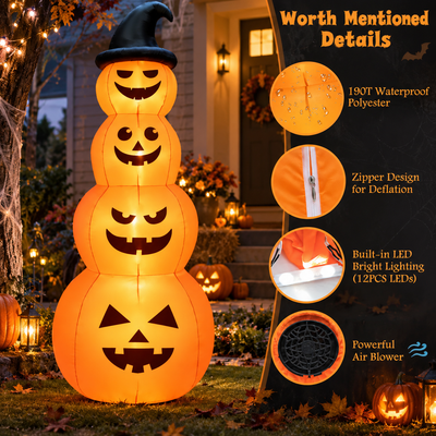 8 Ft Inflatable Pumpkin Stack