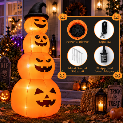 8 Ft Inflatable Pumpkin Stack