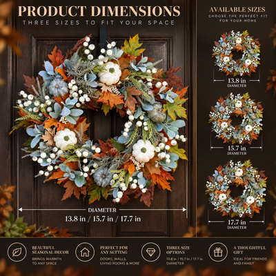 Autumn Maple and Pumpkin Wreath