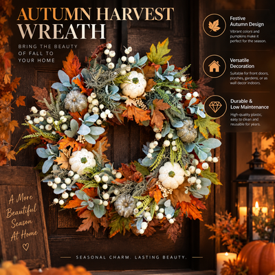 Autumn Maple and Pumpkin Wreath