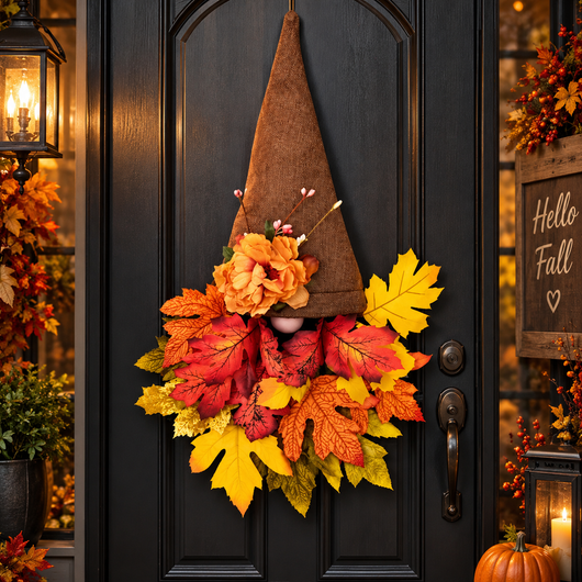Fall Gnome Front Door Wreath