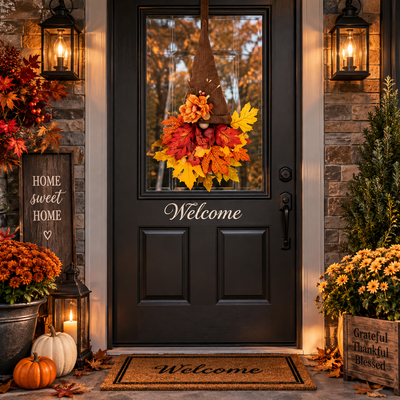 Fall Gnome Front Door Wreath