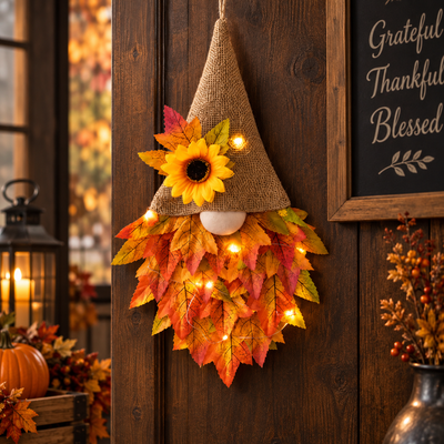 Fall Gnome Front Door Wreath