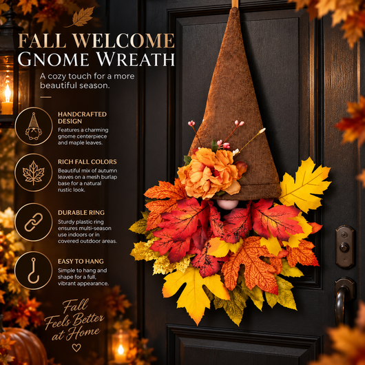 Fall Gnome Front Door Wreath