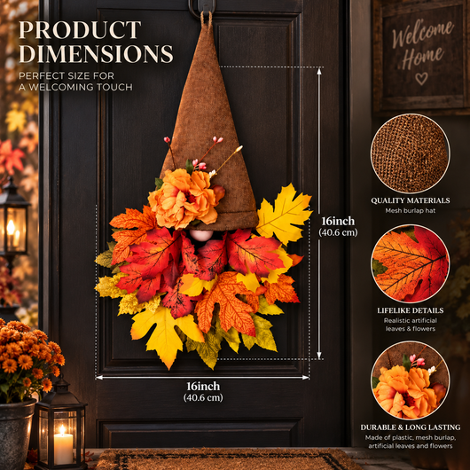 Fall Gnome Front Door Wreath