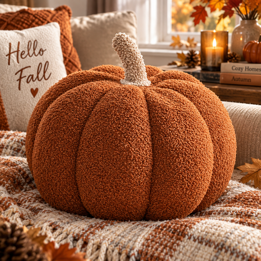Knitted Pumpkin Plush Cushion