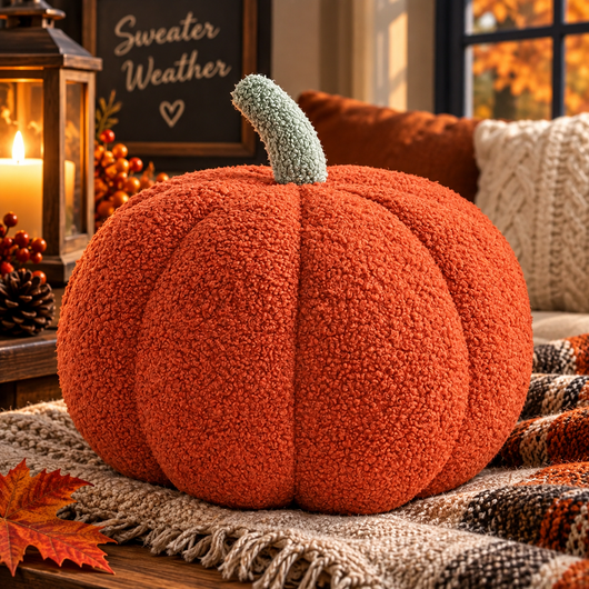 Knitted Pumpkin Plush Cushion