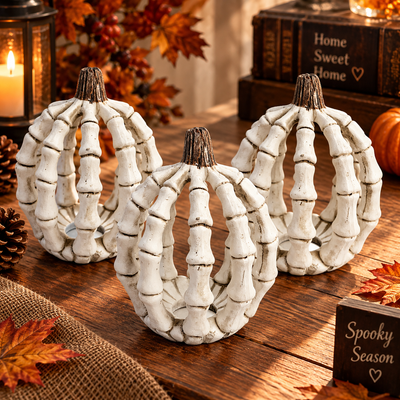 Skeleton Pumpkin Decor Figure