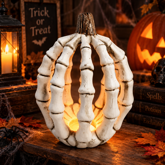 Skeleton Pumpkin Decor Figure