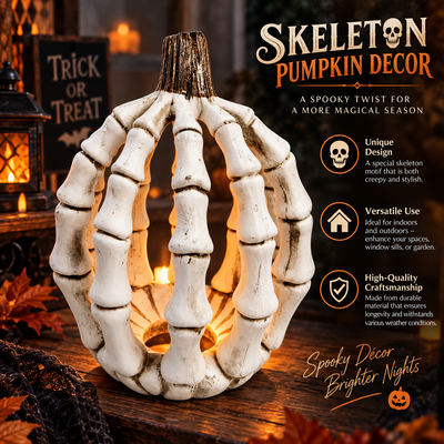 Skeleton Pumpkin Decor Figure