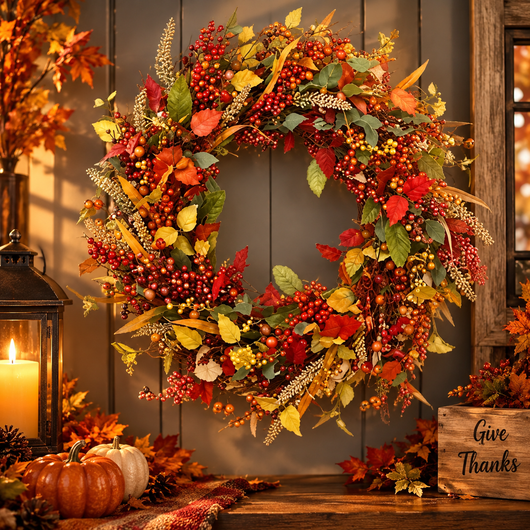 Rattan Berry Autumn Wreath