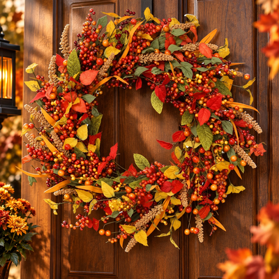 Rattan Berry Autumn Wreath