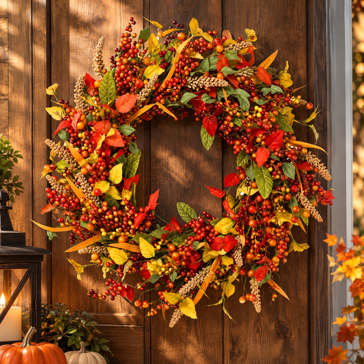 Rattan Berry Autumn Wreath