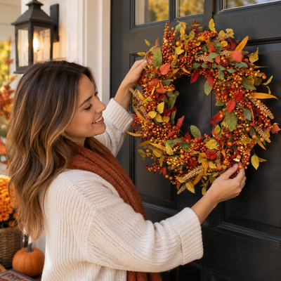 Rattan Berry Autumn Wreath