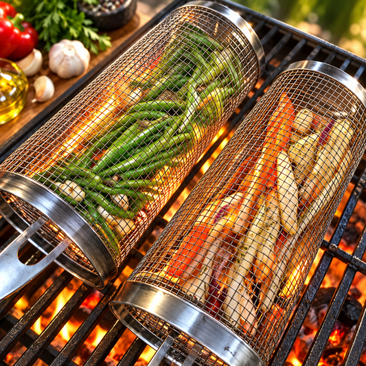 Rolling BBQ Grill Basket