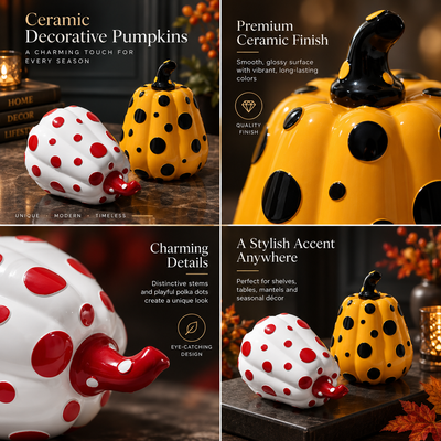 Polka Dot Resin Pumpkin Decor