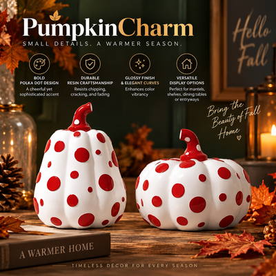 Polka Dot Resin Pumpkin Decor