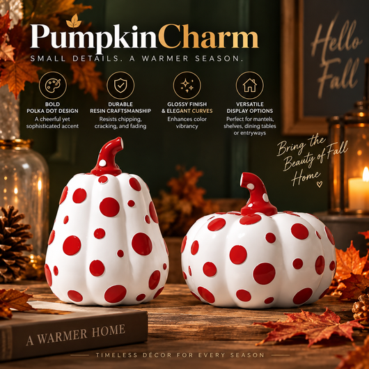 Polka Dot Resin Pumpkin Decor