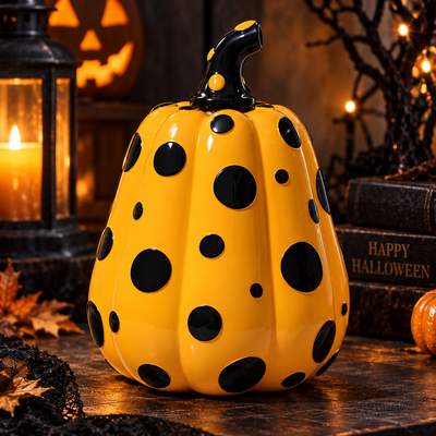 Polka Dot Resin Pumpkin Decor