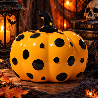 Polka Dot Resin Pumpkin Decor