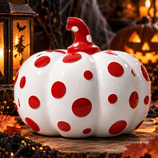Polka Dot Resin Pumpkin Decor
