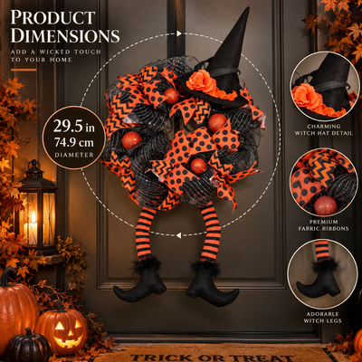 Witch Hat and Legs Mesh Wreath