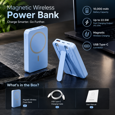 Magnetic Wireless Power Bank with Stand